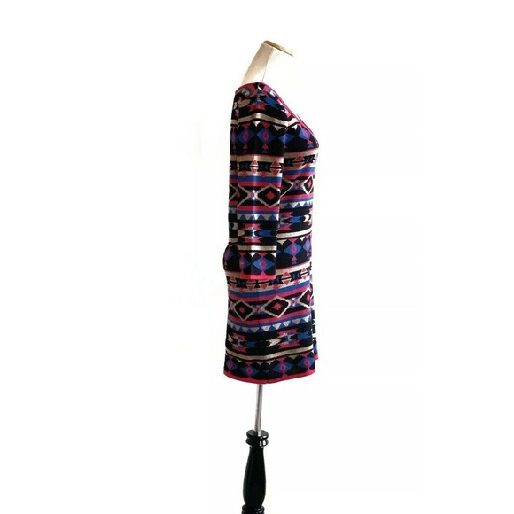 FLYING TOMATO Aztec Tribal Print Long Sleeves Mini Dress Size M - Picture 4 of 11